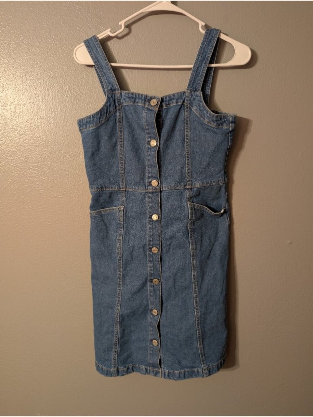 Gap Kids Denim Corset Dress XXL 14/16 Medium Wash Button Front A Line - Picture 2 of 6